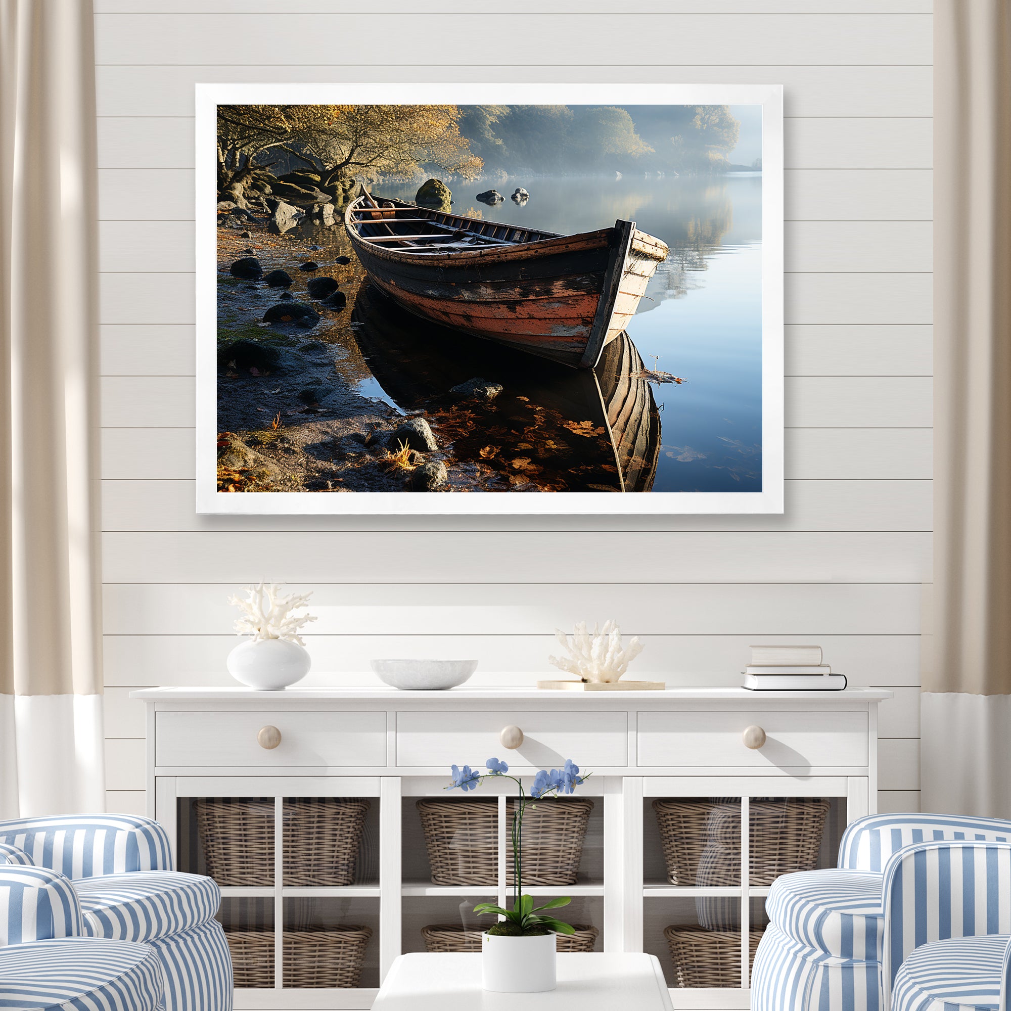 Sailing Charm In The Morning Mist - Boat Sailing Canvas Wall Art