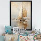 Gold Sailing Charm In The Morning Mist - Boat Sailing Canvas Wall Art