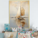 Gold Sailing Charm In The Morning Mist - Boat Sailing Canvas Wall Art