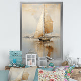 Gold Sailing Charm In The Morning Mist - Boat Sailing Canvas Wall Art