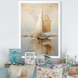 Gold Sailing Charm In The Morning Mist - Boat Sailing Canvas Wall Art