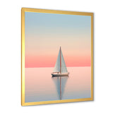 Blue And Pink Sailing Boat Calm Horizon - Boat Sailing Canvas Wall Art