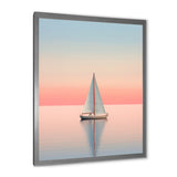 Blue And Pink Sailing Boat Calm Horizon - Boat Sailing Canvas Wall Art