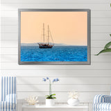 Lonely Sailboat Sails Sea Dawn - Boat Sailing Canvas Wall Art