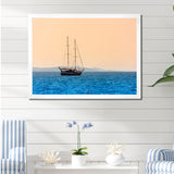 Lonely Sailboat Sails Sea Dawn - Boat Sailing Canvas Wall Art