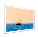 Lonely Sailboat Sails Sea Dawn - Boat Sailing Canvas Wall Art