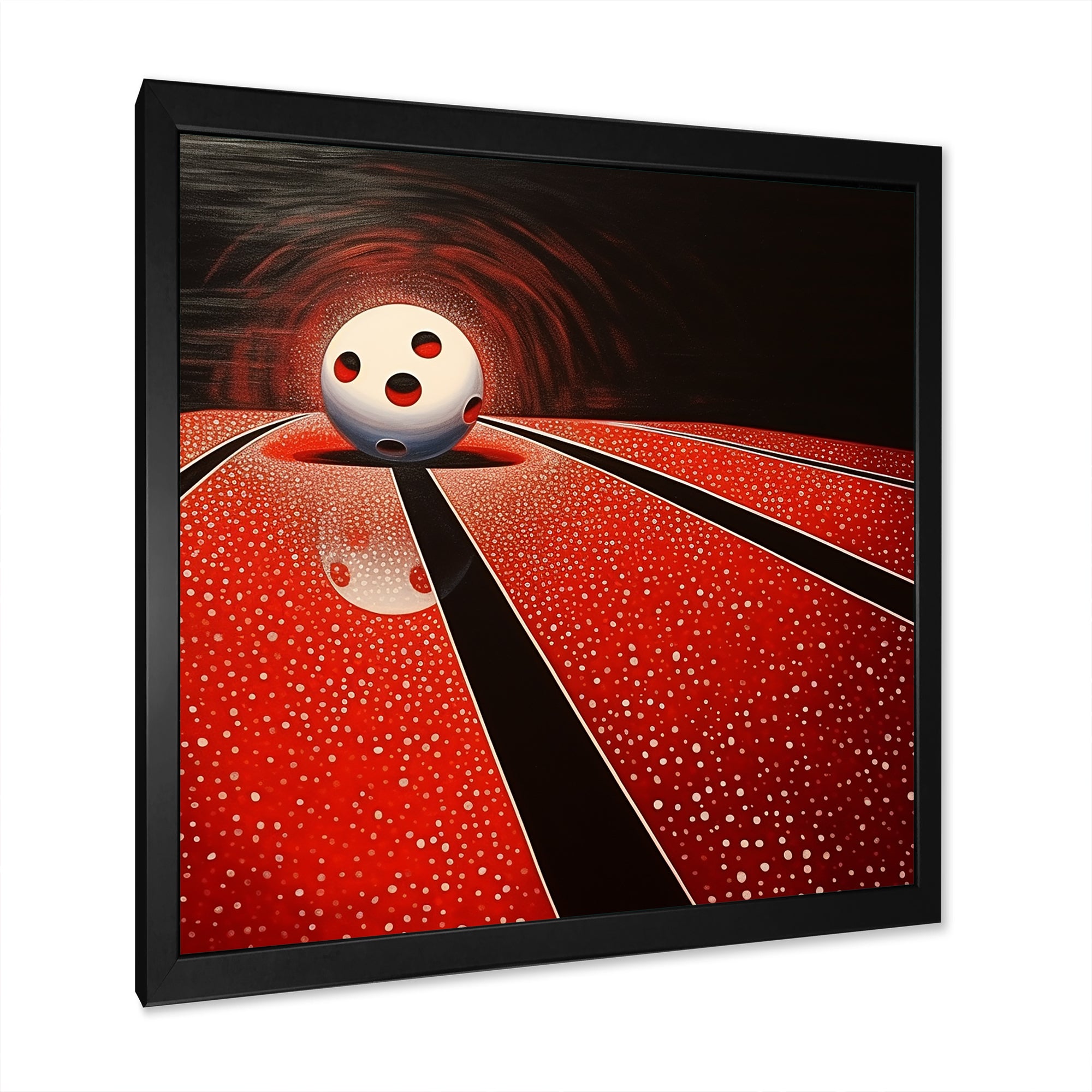Ruby Roll White Ball In Red - Bowling Canvas Wall Art