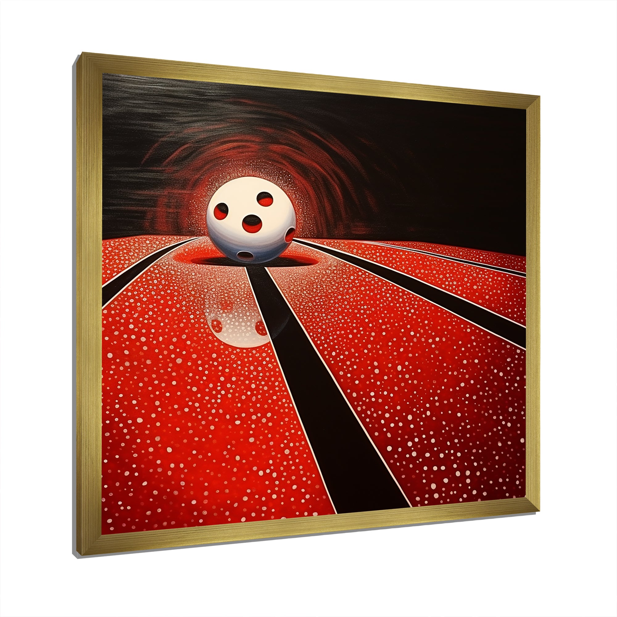 Ruby Roll White Ball In Red - Bowling Canvas Wall Art