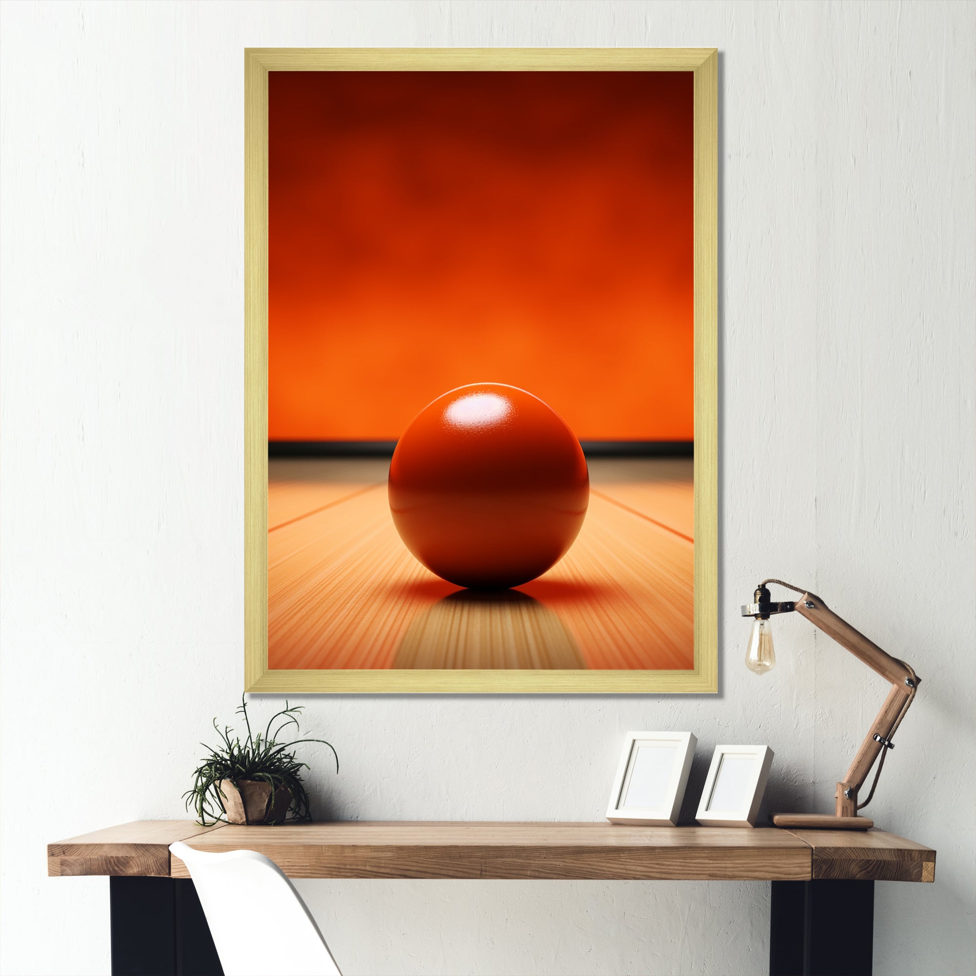 Bowling Tangerine Triumph I - Bowling Canvas Wall Art