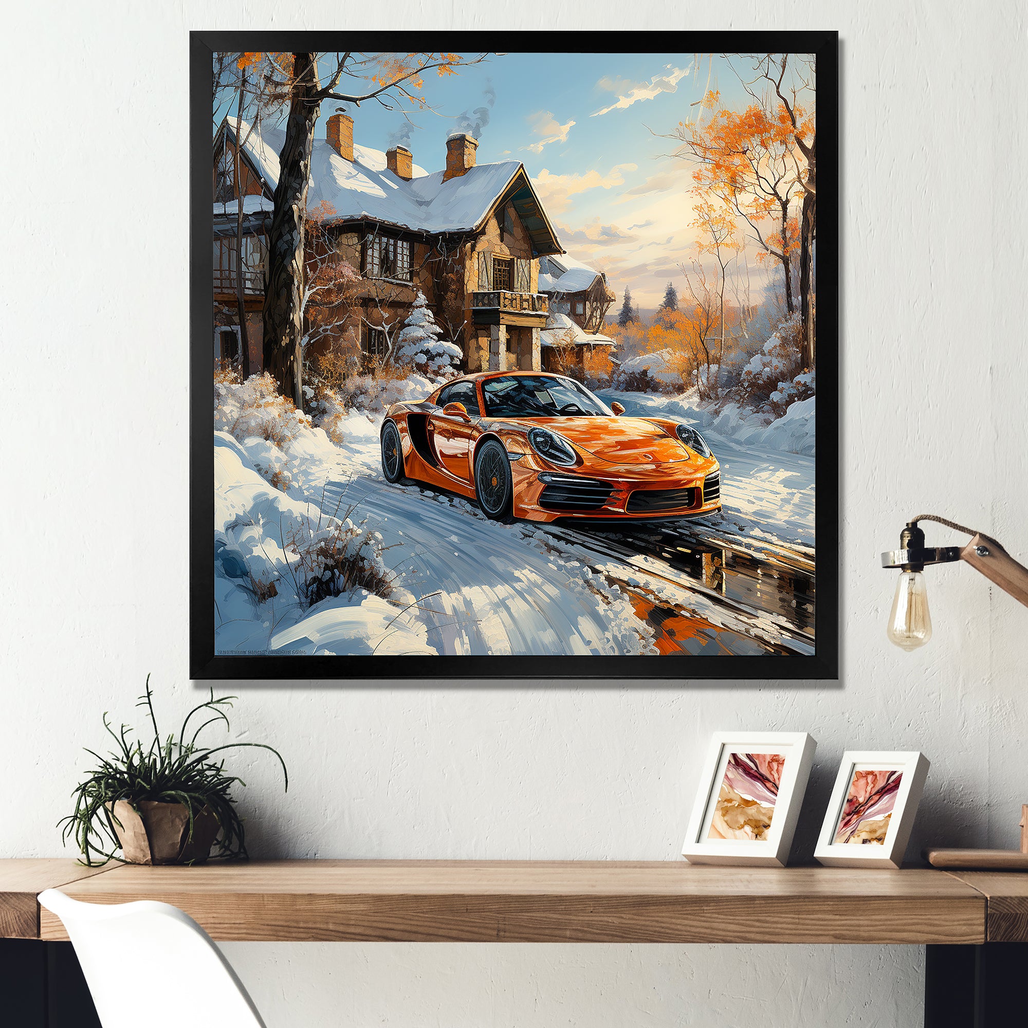 Exotic Car Charm In Winter - Car Exotic Canvas Wall Art