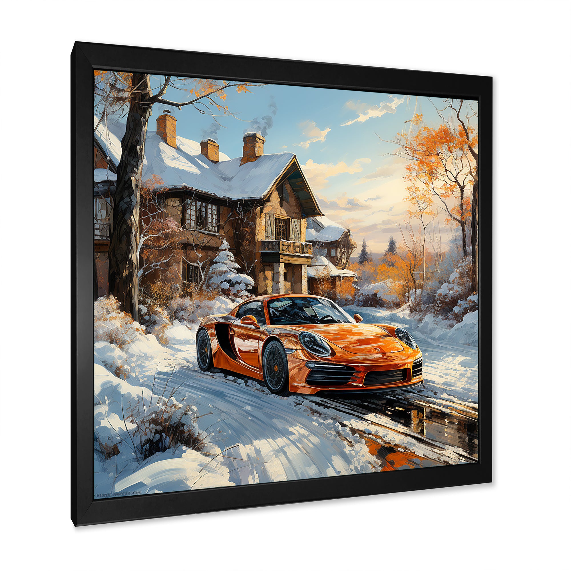 Exotic Car Charm In Winter - Car Exotic Canvas Wall Art