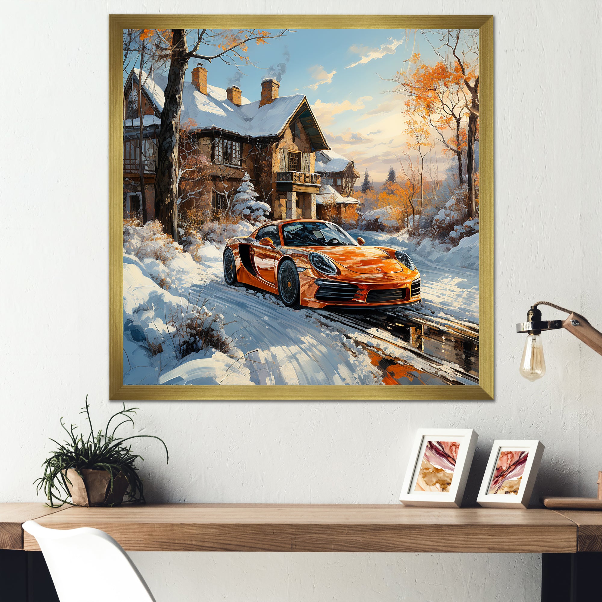 Exotic Car Charm In Winter - Car Exotic Canvas Wall Art