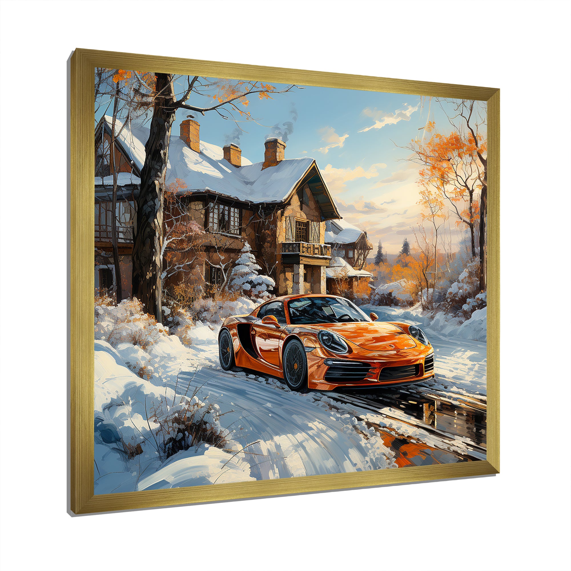 Exotic Car Charm In Winter - Car Exotic Canvas Wall Art