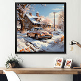 Vintage Car Charm In Winter - Car Exotic Canvas Wall Art