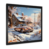 Vintage Car Charm In Winter - Car Exotic Canvas Wall Art