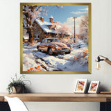 Vintage Car Charm In Winter - Car Exotic Canvas Wall Art