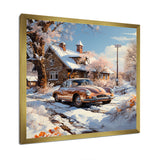 Vintage Car Charm In Winter - Car Exotic Canvas Wall Art