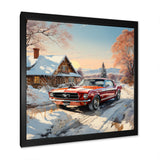 Muscle Car Charm In Winter - Car Exotic Canvas Wall Art