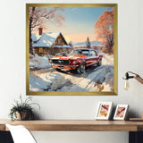Muscle Car Charm In Winter - Car Exotic Canvas Wall Art