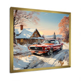 Muscle Car Charm In Winter - Car Exotic Canvas Wall Art