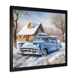 Old American Car Charm In Winter - Car Old American Canvas Wall Art