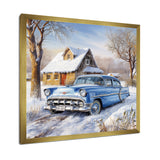 Old American Car Charm In Winter - Car Old American Canvas Wall Art