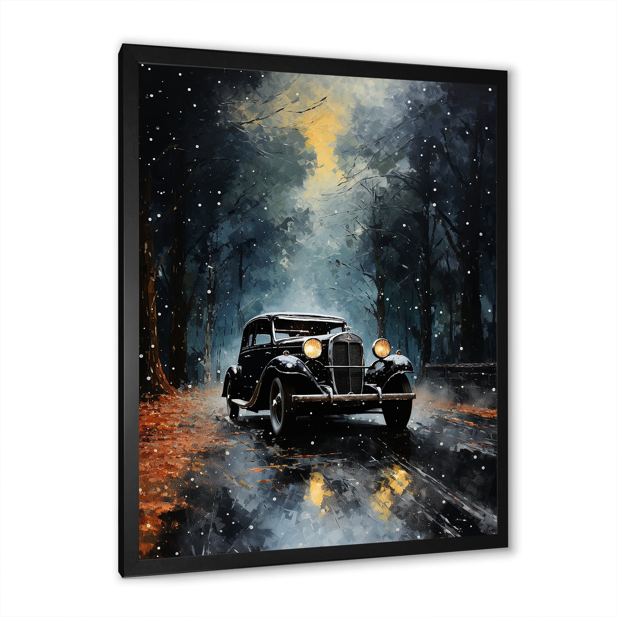 1930s American Vintage Car At Noir - Car Vintage Canvas Wall Art