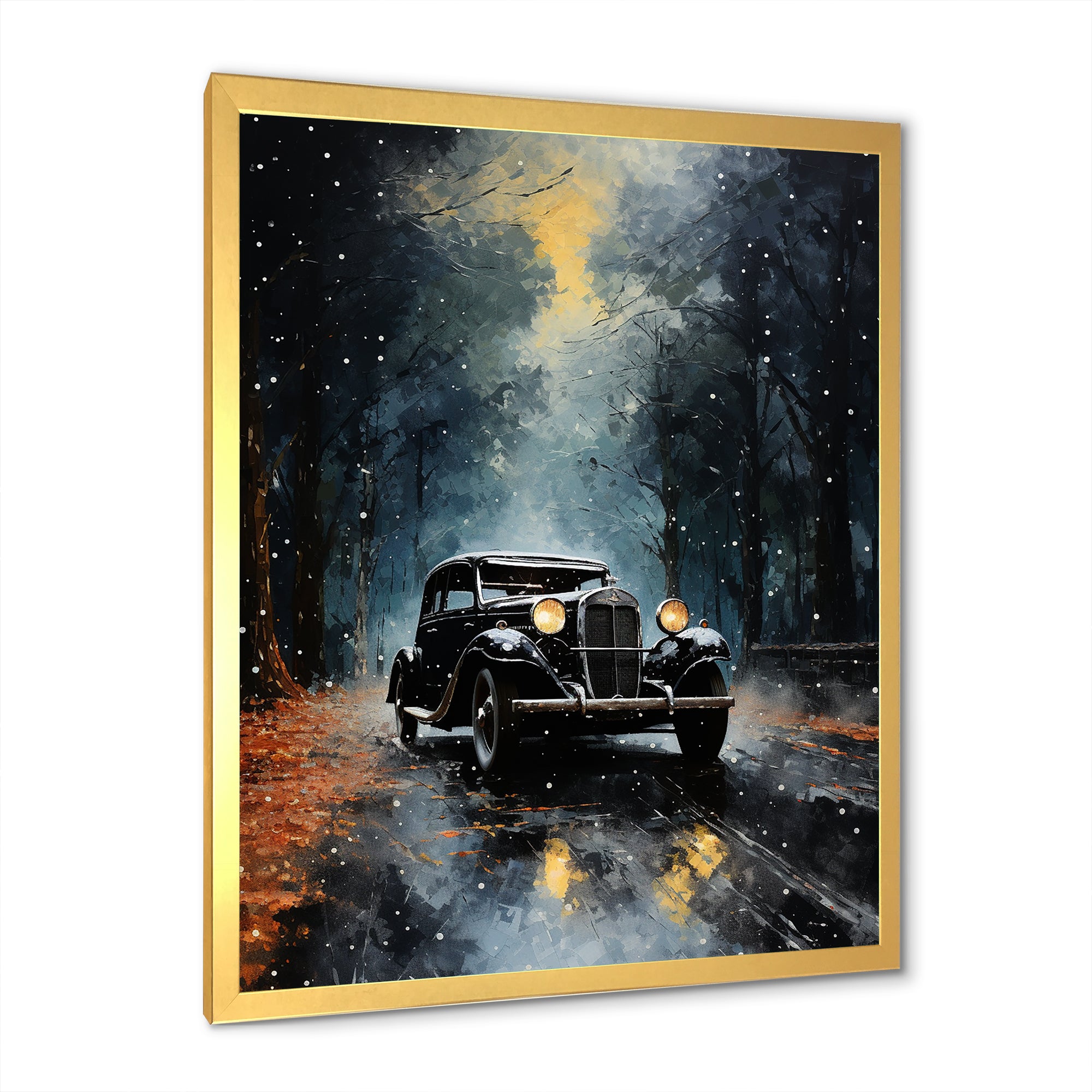 1930s American Vintage Car At Noir - Car Vintage Canvas Wall Art