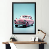 Poupart Pink And Blue 1950s Car - Car Vintage Canvas Wall Art