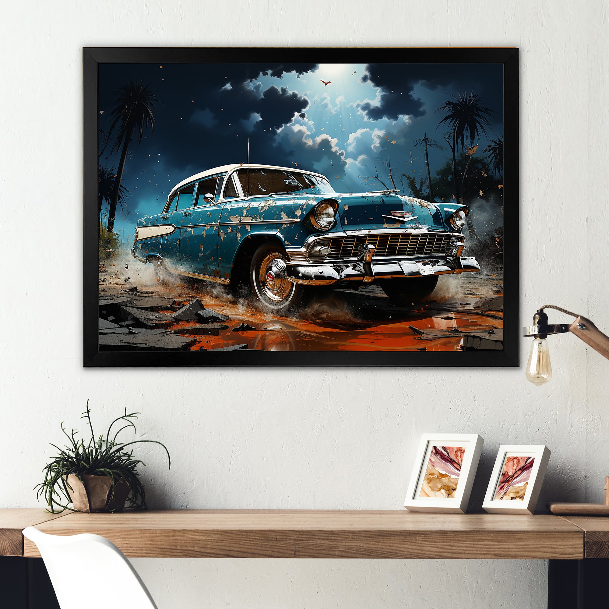 Abstract Car Vintage Vitality - Car Vintage Canvas Wall Art