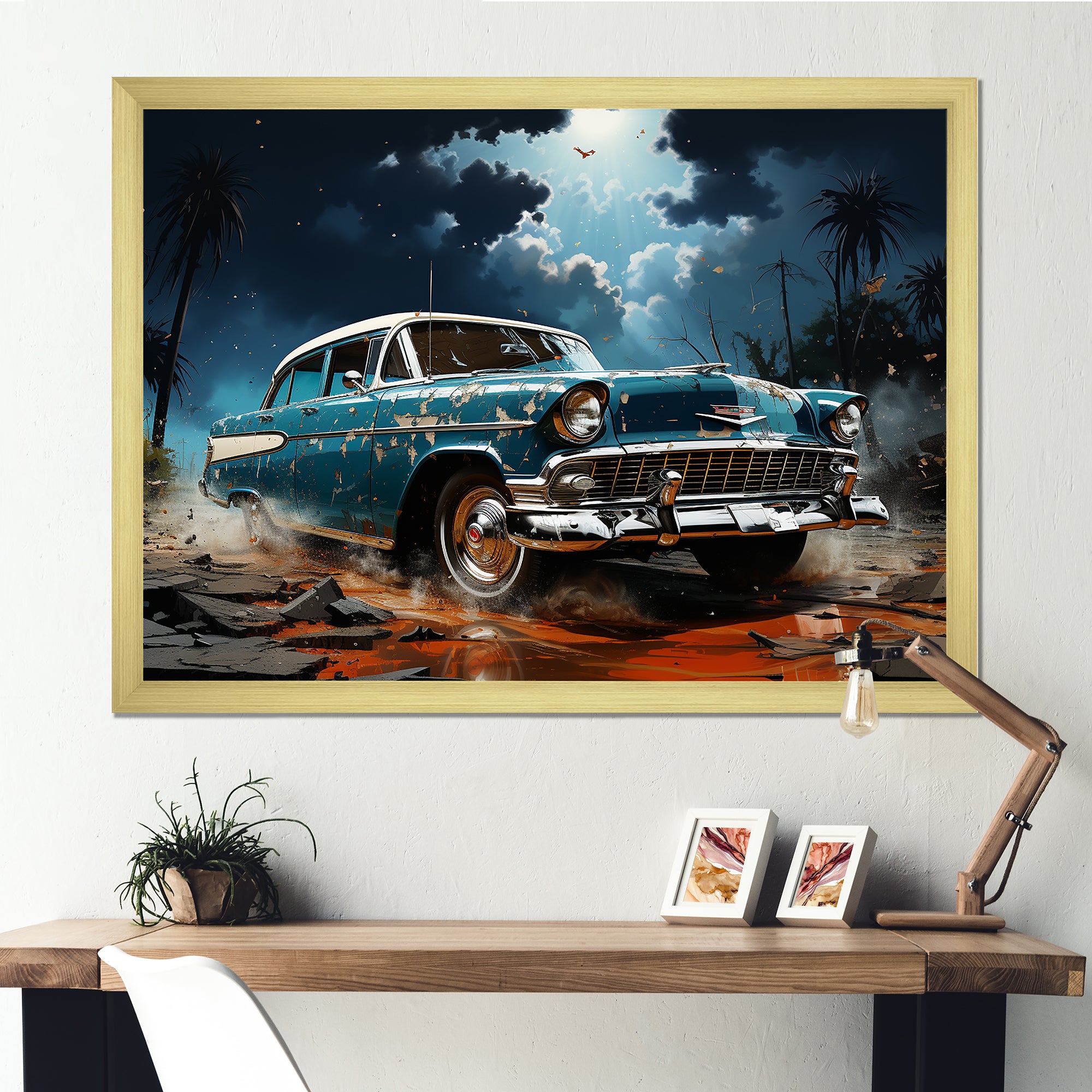 Abstract Car Vintage Vitality - Car Vintage Canvas Wall Art
