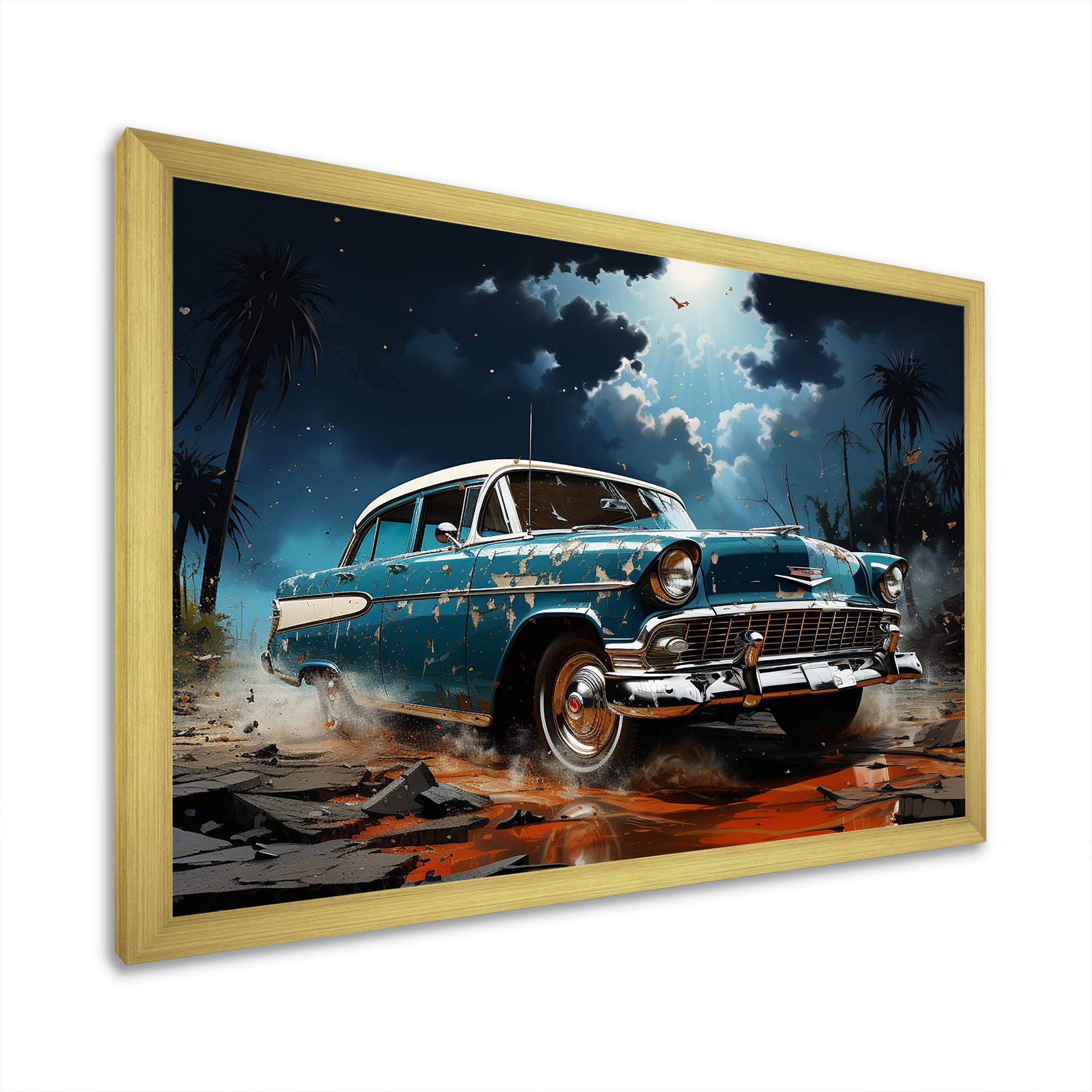 Abstract Car Vintage Vitality - Car Vintage Canvas Wall Art