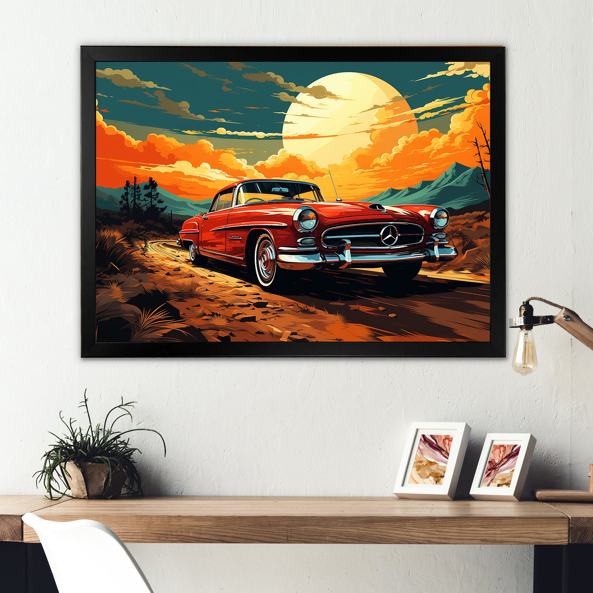 Vintage European Car In Nevada - Car Vintage Canvas Wall Art