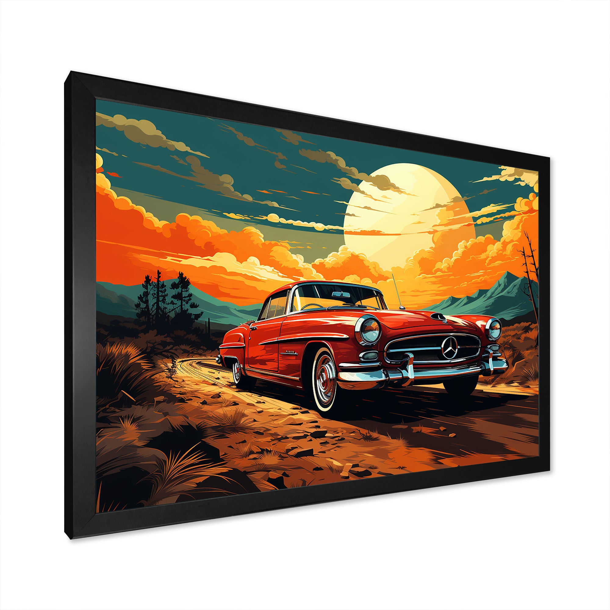 Vintage European Car In Nevada - Car Vintage Canvas Wall Art