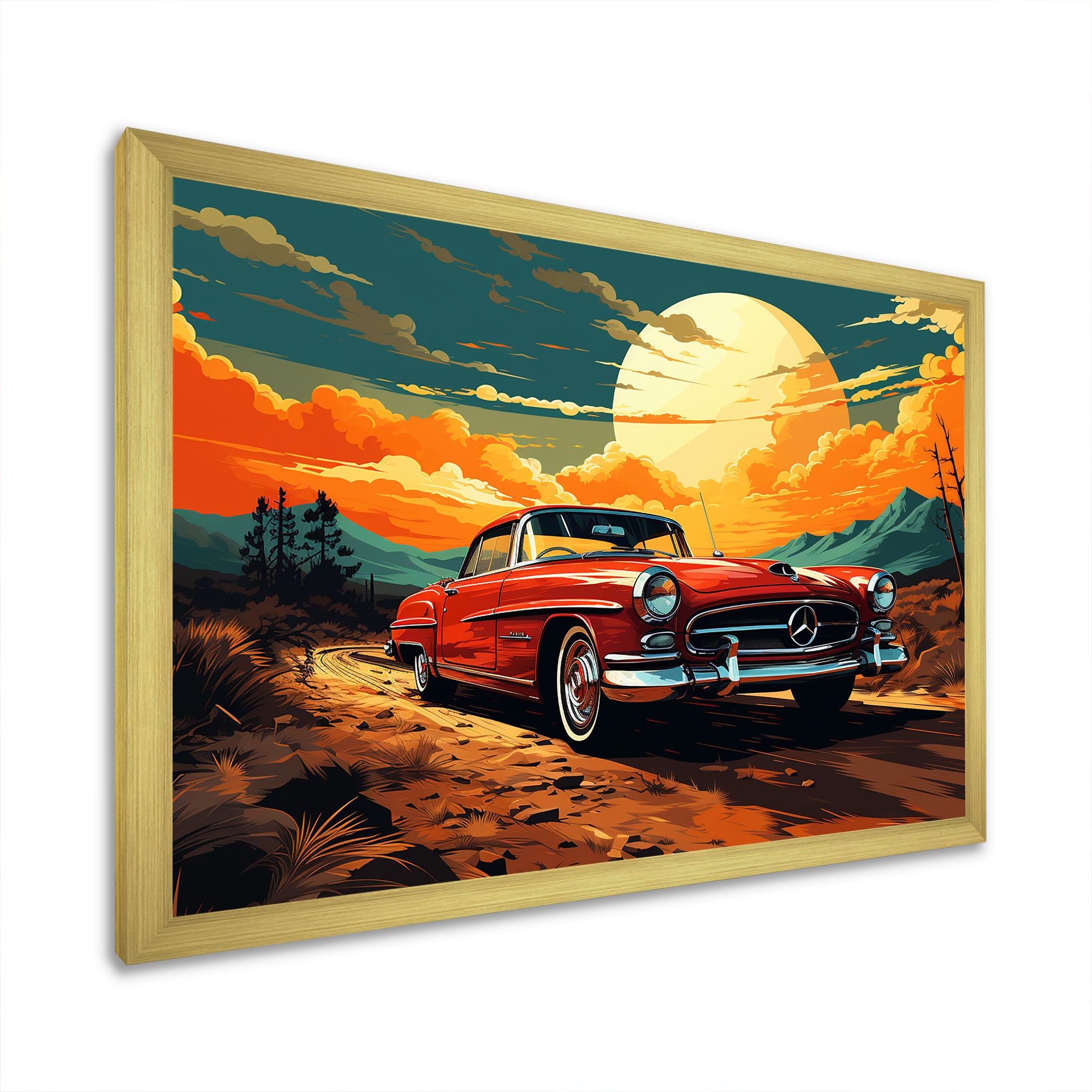 Vintage European Car In Nevada - Car Vintage Canvas Wall Art