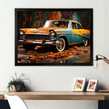 Green And Yellow Old American Car - Car Vintage Canvas Wall Art