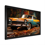 Green And Yellow Old American Car - Car Vintage Canvas Wall Art