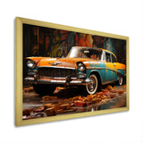 Green And Yellow Old American Car - Car Vintage Canvas Wall Art