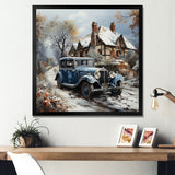 1930s Vintage Car Charm In Winter - Car Vintage Canvas Wall Art