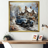 1930s Vintage Car Charm In Winter - Car Vintage Canvas Wall Art