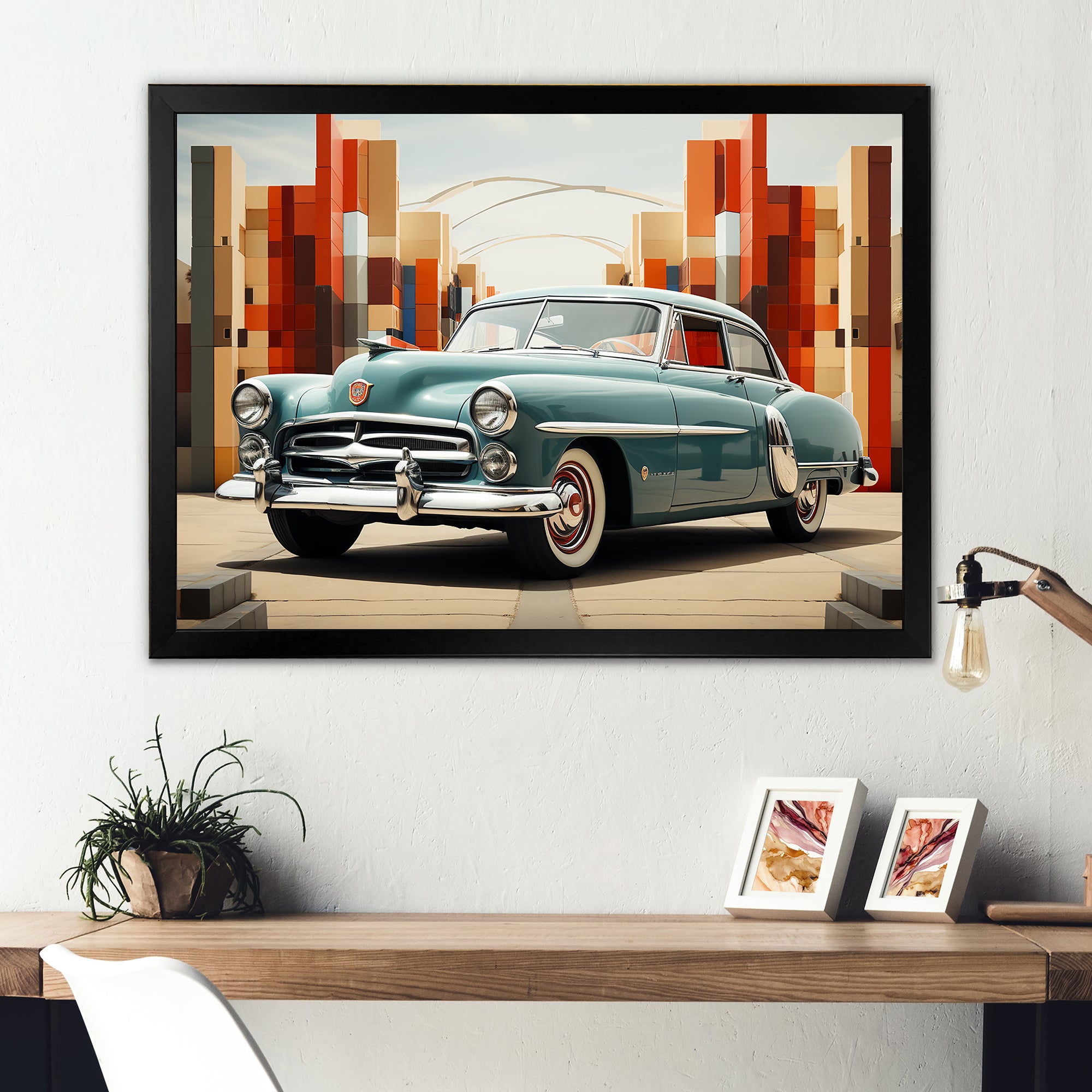 Cubist 1950s Car Vintage Evolution - Car Vintage Canvas Wall Art
