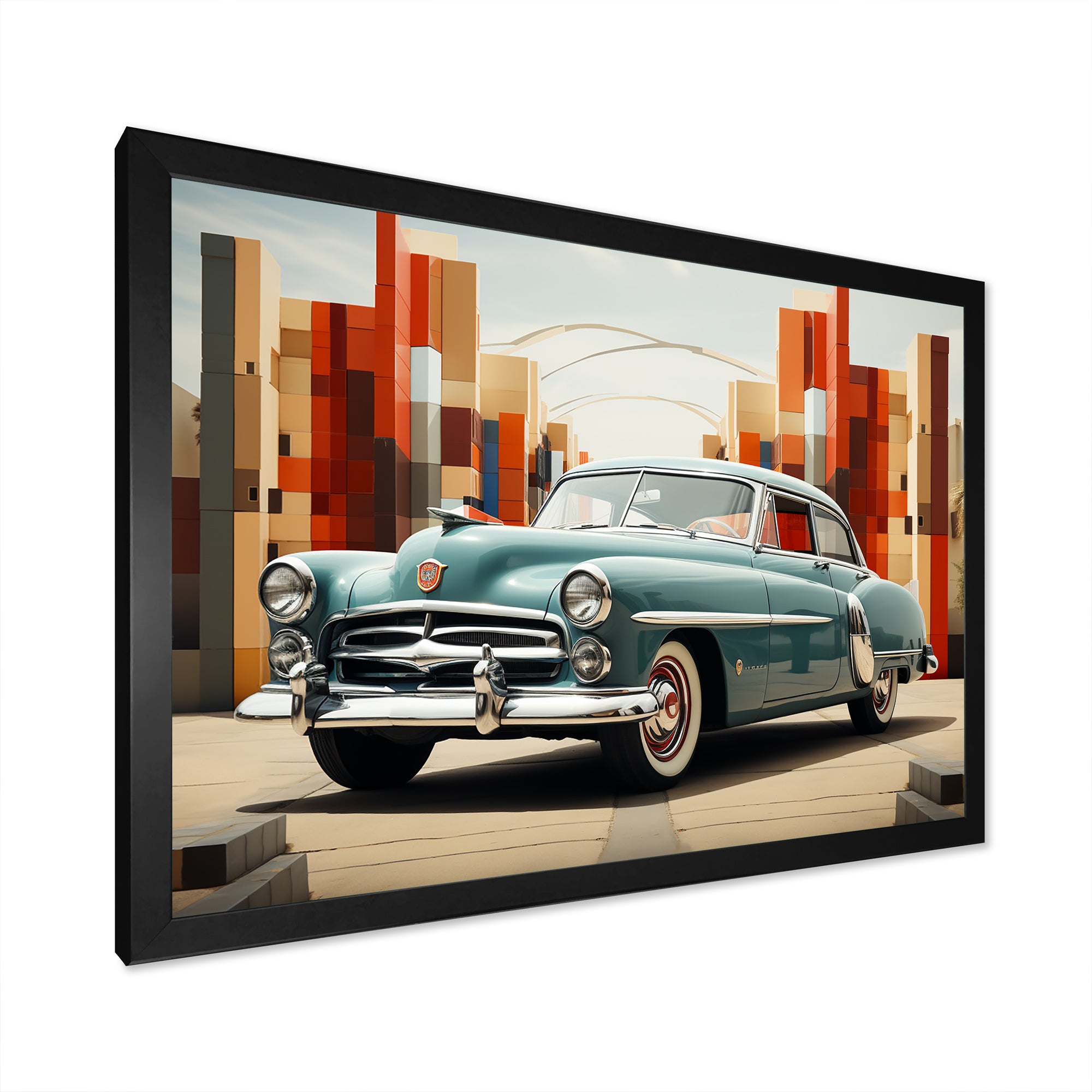 Cubist 1950s Car Vintage Evolution - Car Vintage Canvas Wall Art