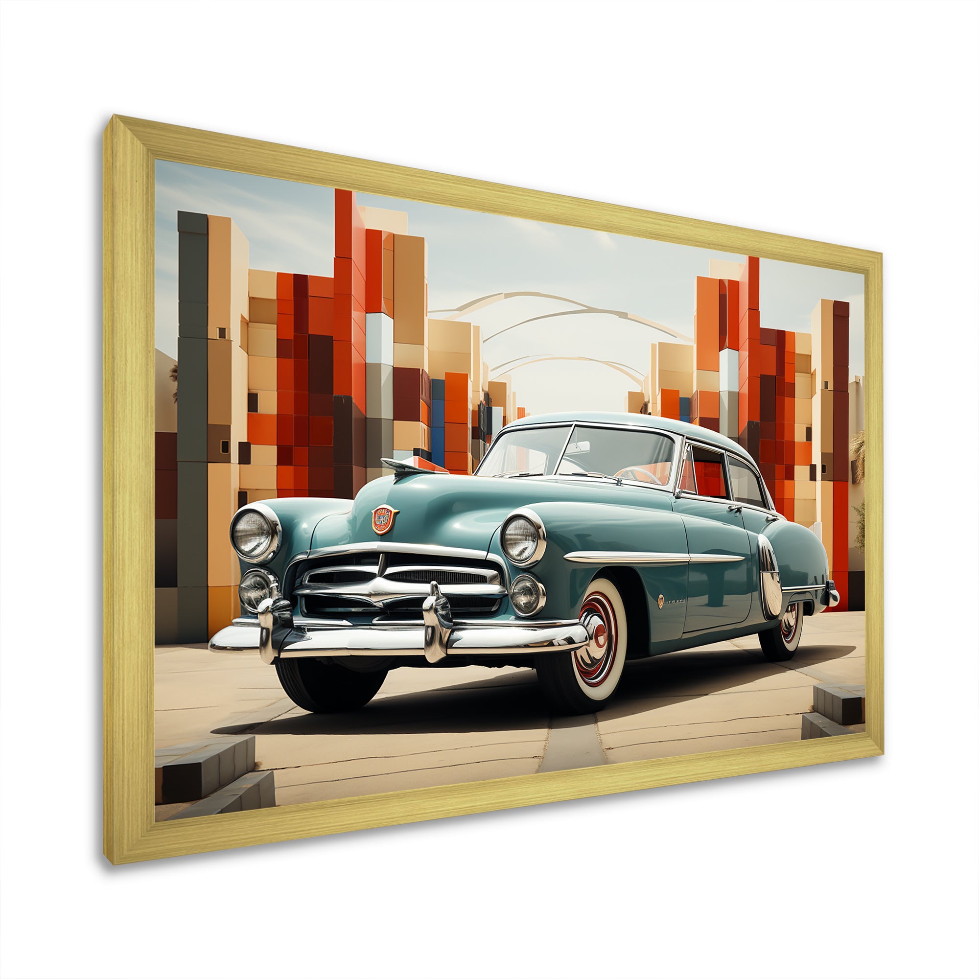 Cubist 1950s Car Vintage Evolution - Car Vintage Canvas Wall Art