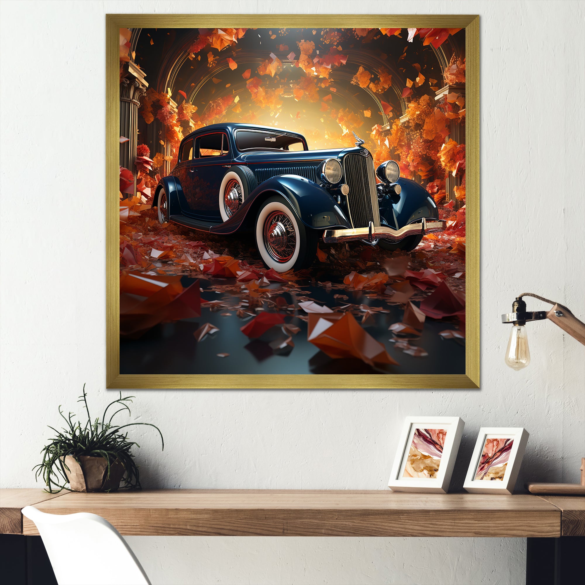 Expressionist Car Vintage Verve - Car Vintage Canvas Wall Art