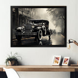 1950s Car Monochrome Vintage - Car Vintage Canvas Wall Art