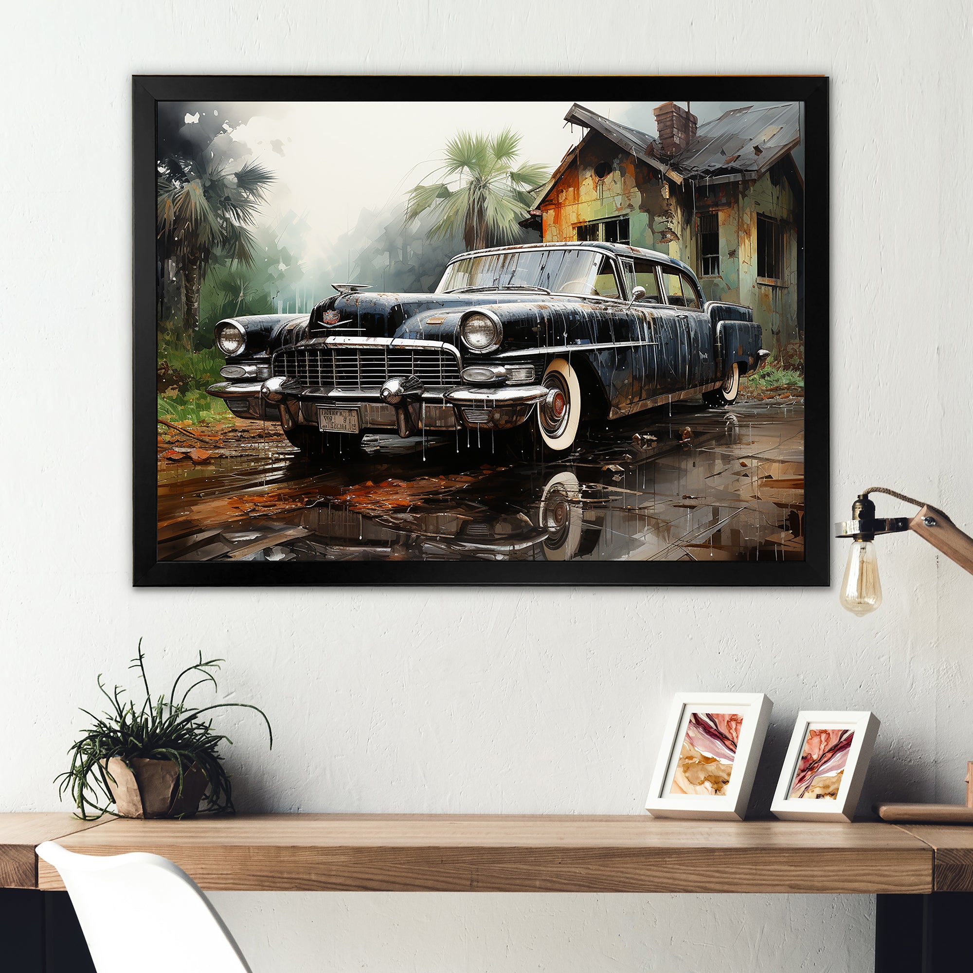 Noir Vintage Car Elegance - Car Vintage Canvas Wall Art