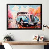 Pastel Vintage Pink Car Adventure - Car Vintage Canvas Wall Art