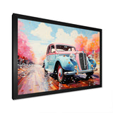 Pastel Vintage Pink Car Adventure - Car Vintage Canvas Wall Art