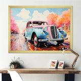 Pastel Vintage Pink Car Adventure - Car Vintage Canvas Wall Art