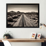 Rail Track In Monochrome Canyon - Train Canvas Wall Art
